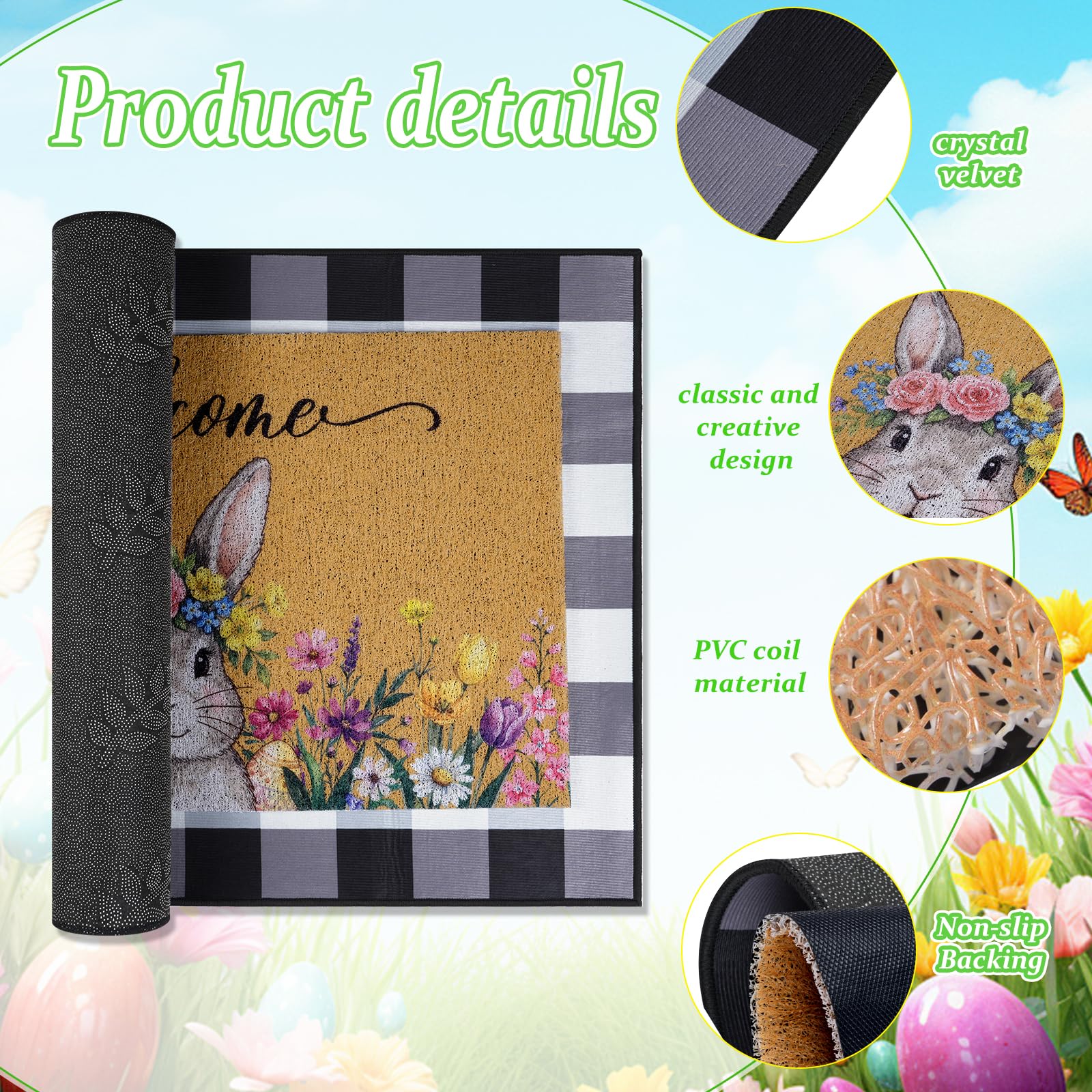 Shemilly PVC bunny mat combines durability with seasonal charm