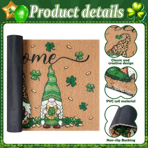Shemilly welcome mat on the front porch featuring shamrocks