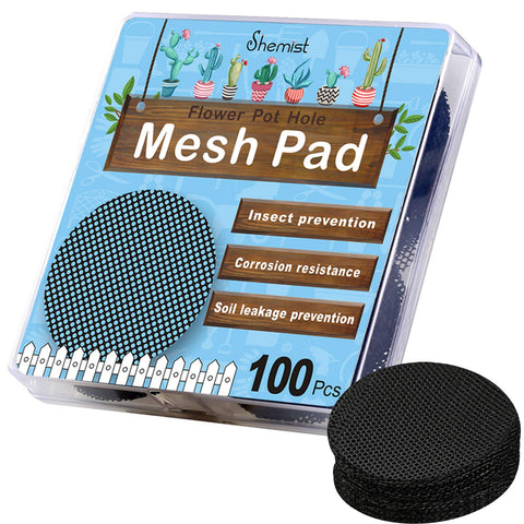 Shemist drainage mesh screen close-up, 2-inch round keeps soil in while water drains smoothly.