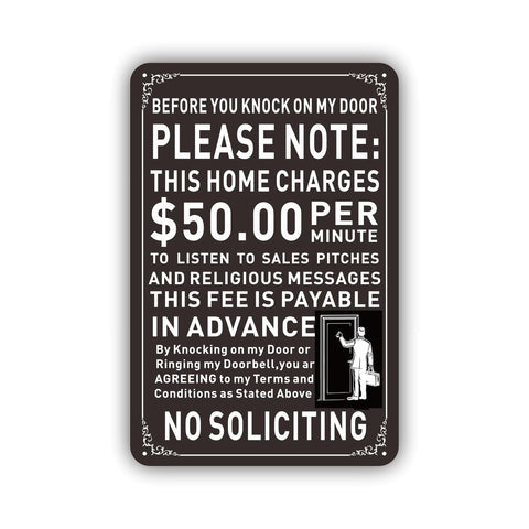 ShengYeah humorous no soliciting sign on front door deters unwanted pitches.