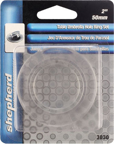 Shepherd Hardware 3030 umbrella hole cap close-up finishing the tabletop.