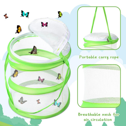Sherr butterfly habitat convenient handle enables portable observation anywhere.