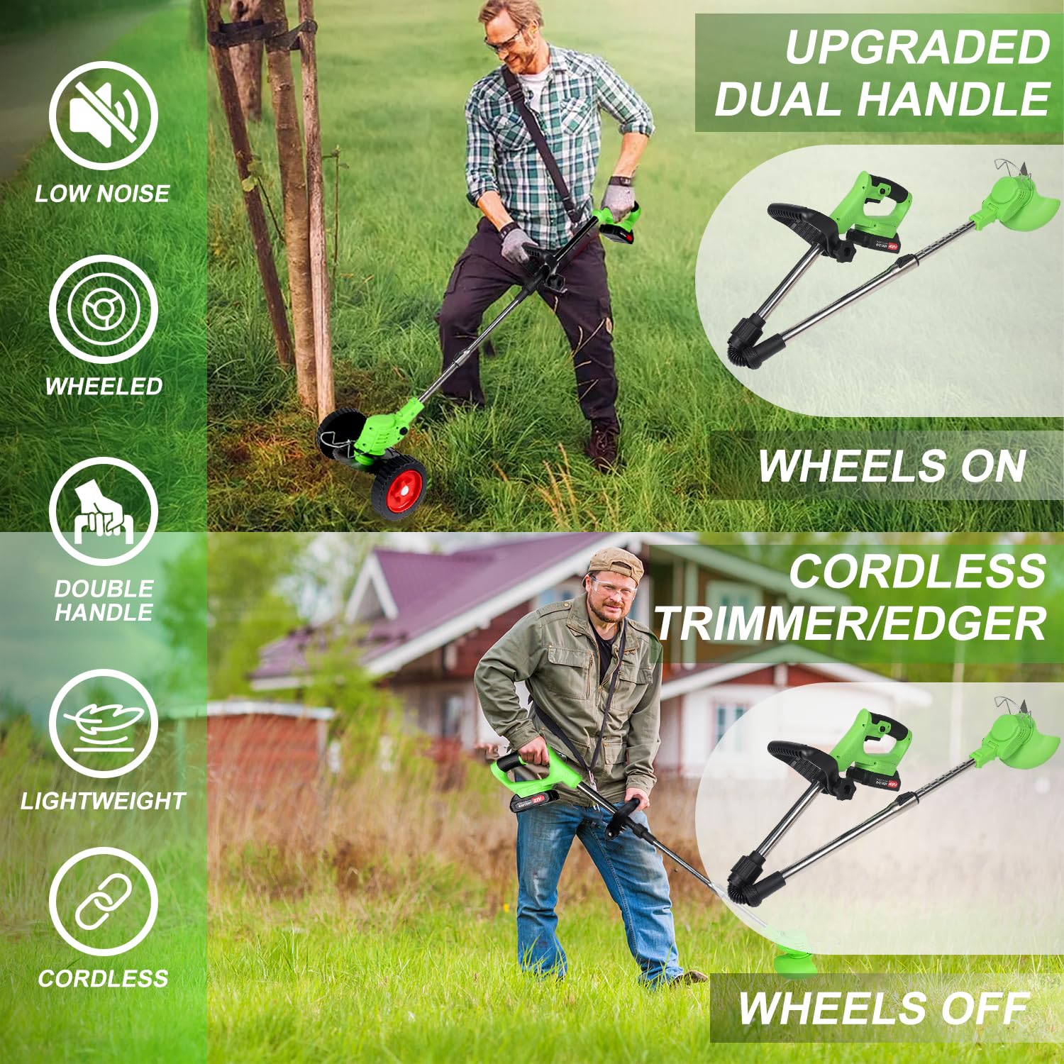 SHGYMY cordless weeder with ergonomic handle for comfortable trimming.
