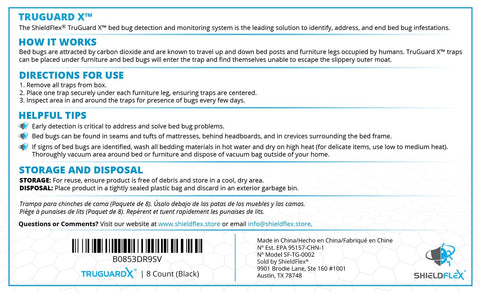 TruGuard X monitoring system image highlights passive bed bug detection.