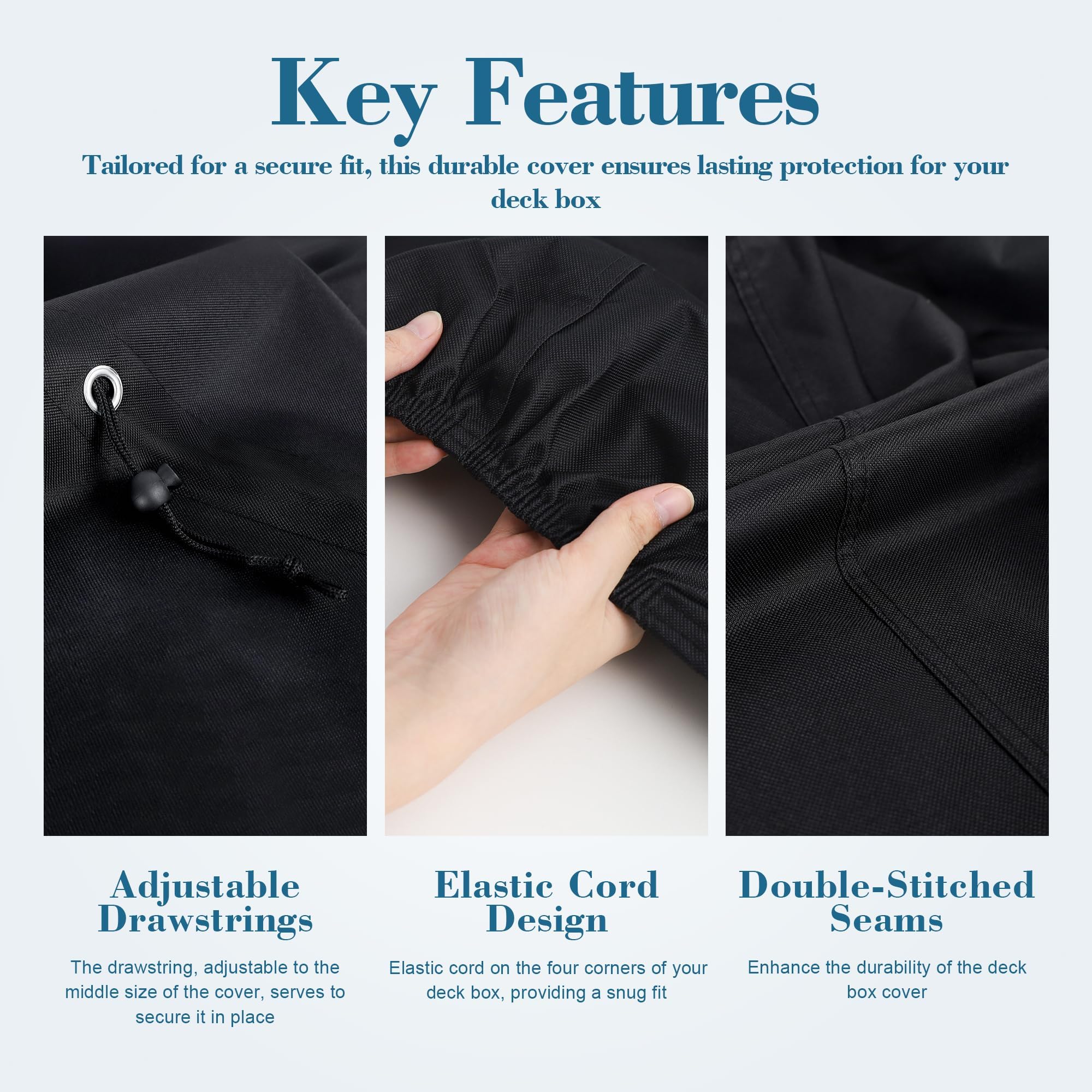 Shieldo deck box cover with easy-adjust drawstring for a custom fit.