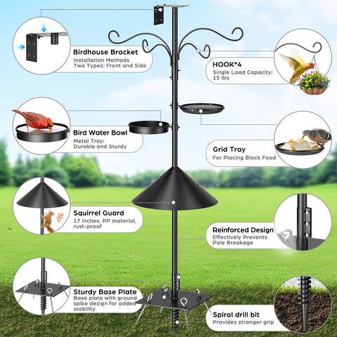 SHIJING pole with four ground spikes ensures secure outdoor installation.