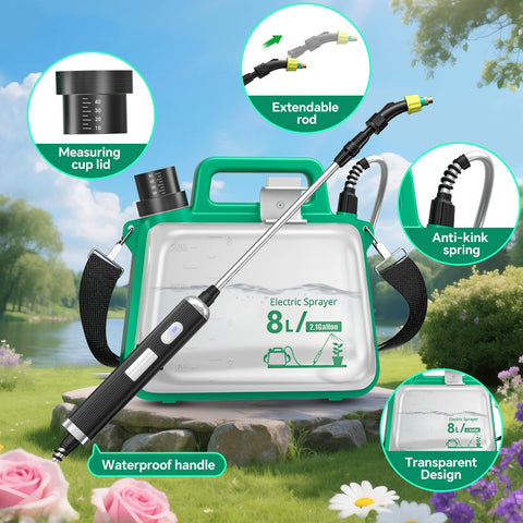 SHIJING Sprayer IP67 handle demonstrates rugged charging protection for outdoor gardening