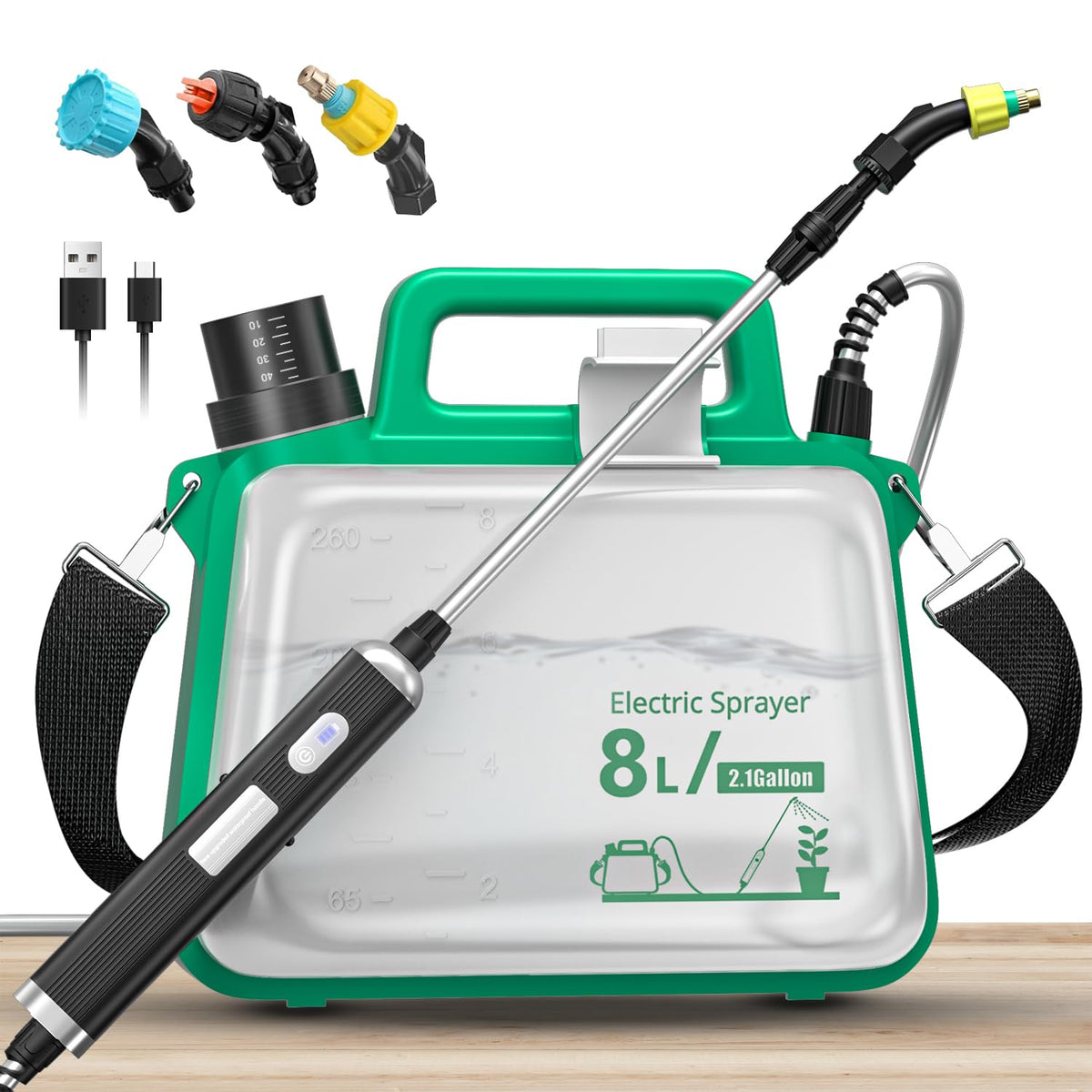 SHIJING Battery Powered Sprayer shows liquid level for precise mixing