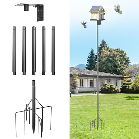 SHIJING heavy-duty bird feeder pole with 9-prong base for stable outdoor setup