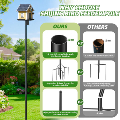 SHIJING adjustable-height pole enables flexible placement for different feeders