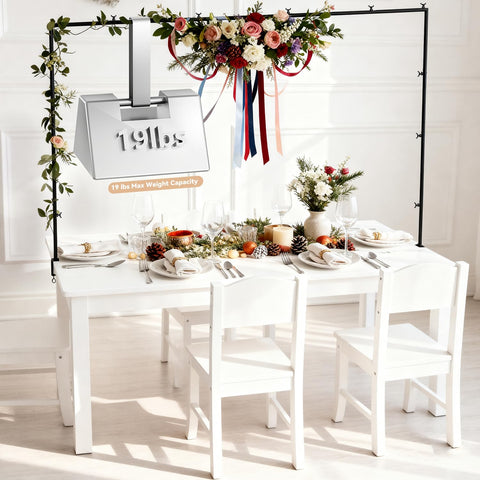 SHIJING decor-ready stand with tulle lights and banners for party tables