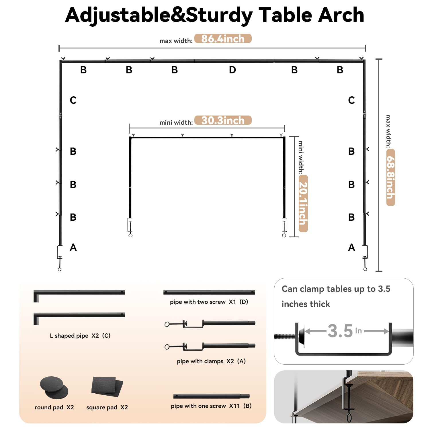 SHIJING table arch stand black during assembly showing secure clamp placement