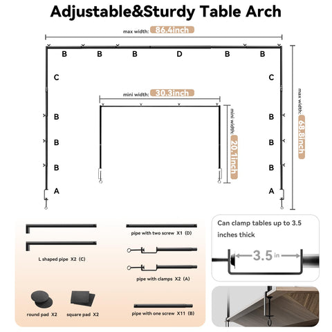 SHIJING table arch stand black during assembly showing secure clamp placement