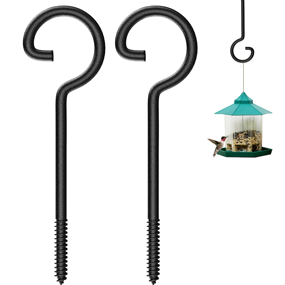 Shikaman 9-inch screw hooks 2-pack for outdoor lights with sturdy, secure installation.