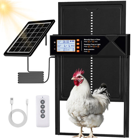 Shikha automatic coop door exterior view highlights extra-large access for all poultry.