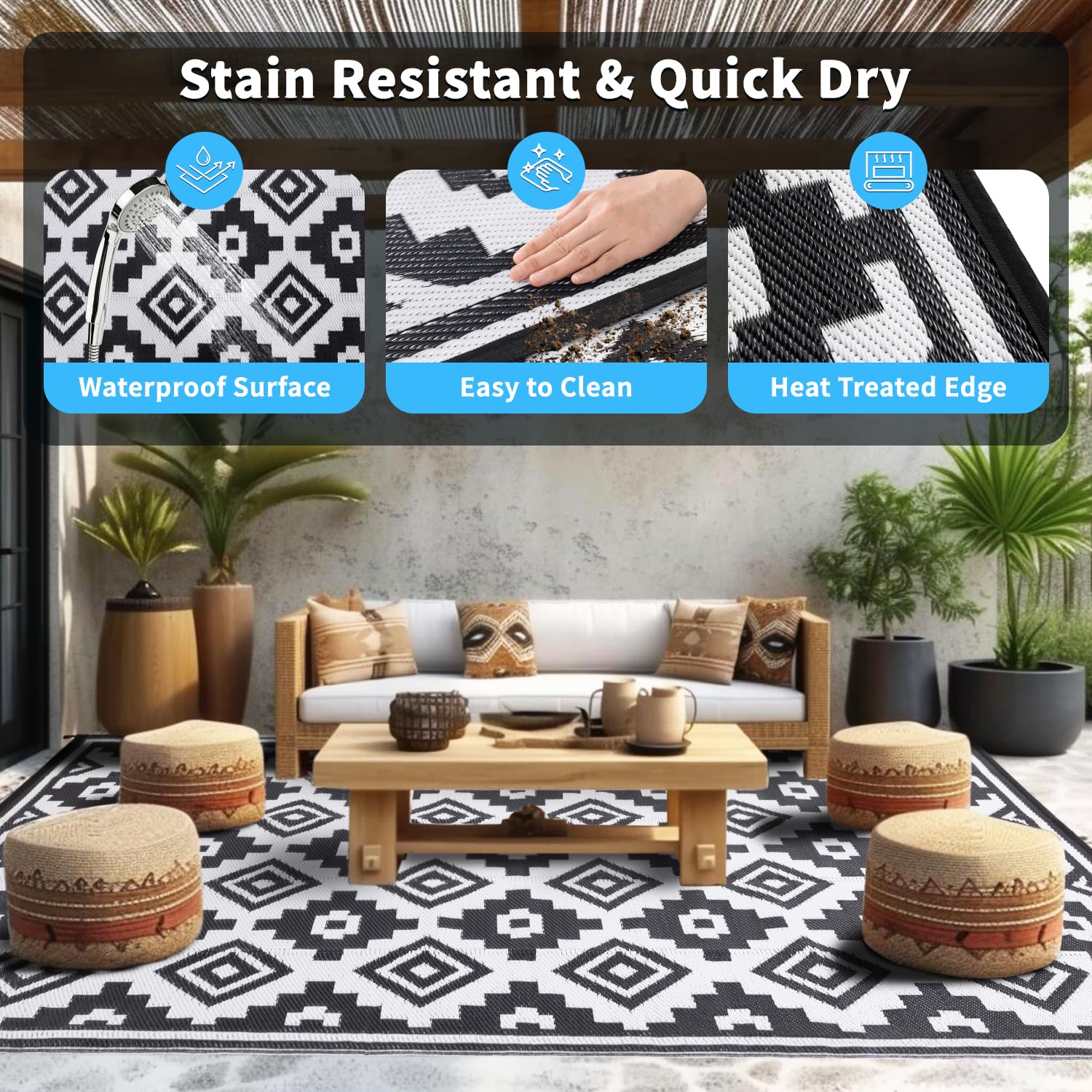 Shilucheng outdoor mat for camping, featuring durable, stain-resistant fibers.