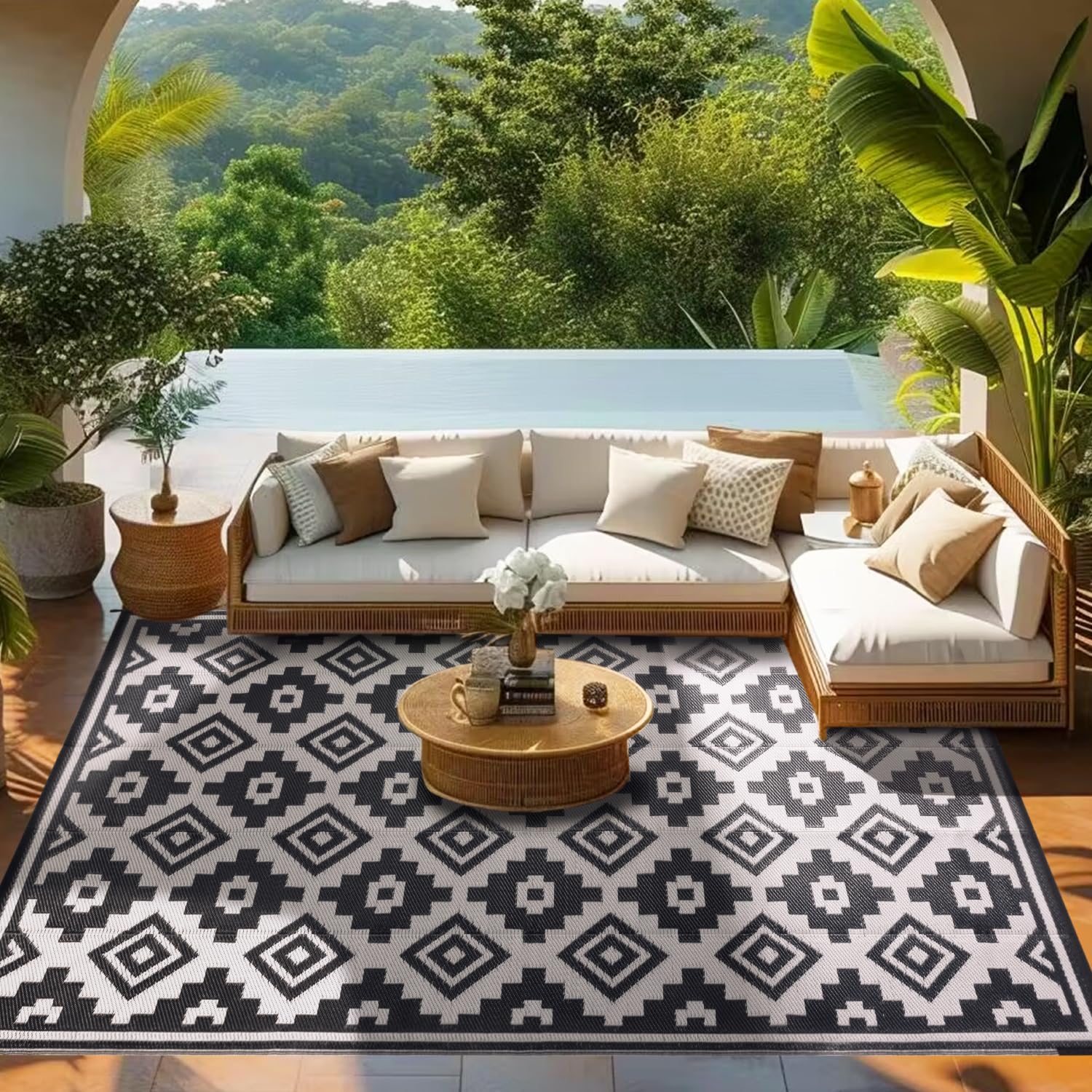 Shilucheng porch rug, quick rinse cleanup after use.