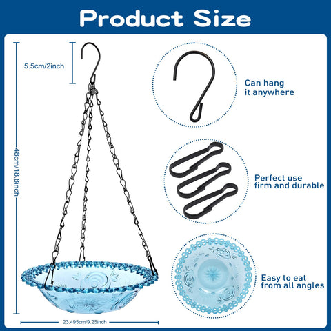 ShiMeiDing bird bath comes with chain and hook for secure hanging.