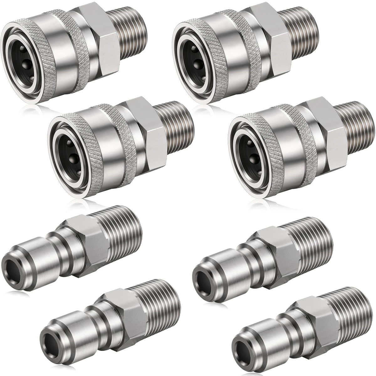 Shimeyao four-set one-quarter-inch quick-connect adapters for secure connections.