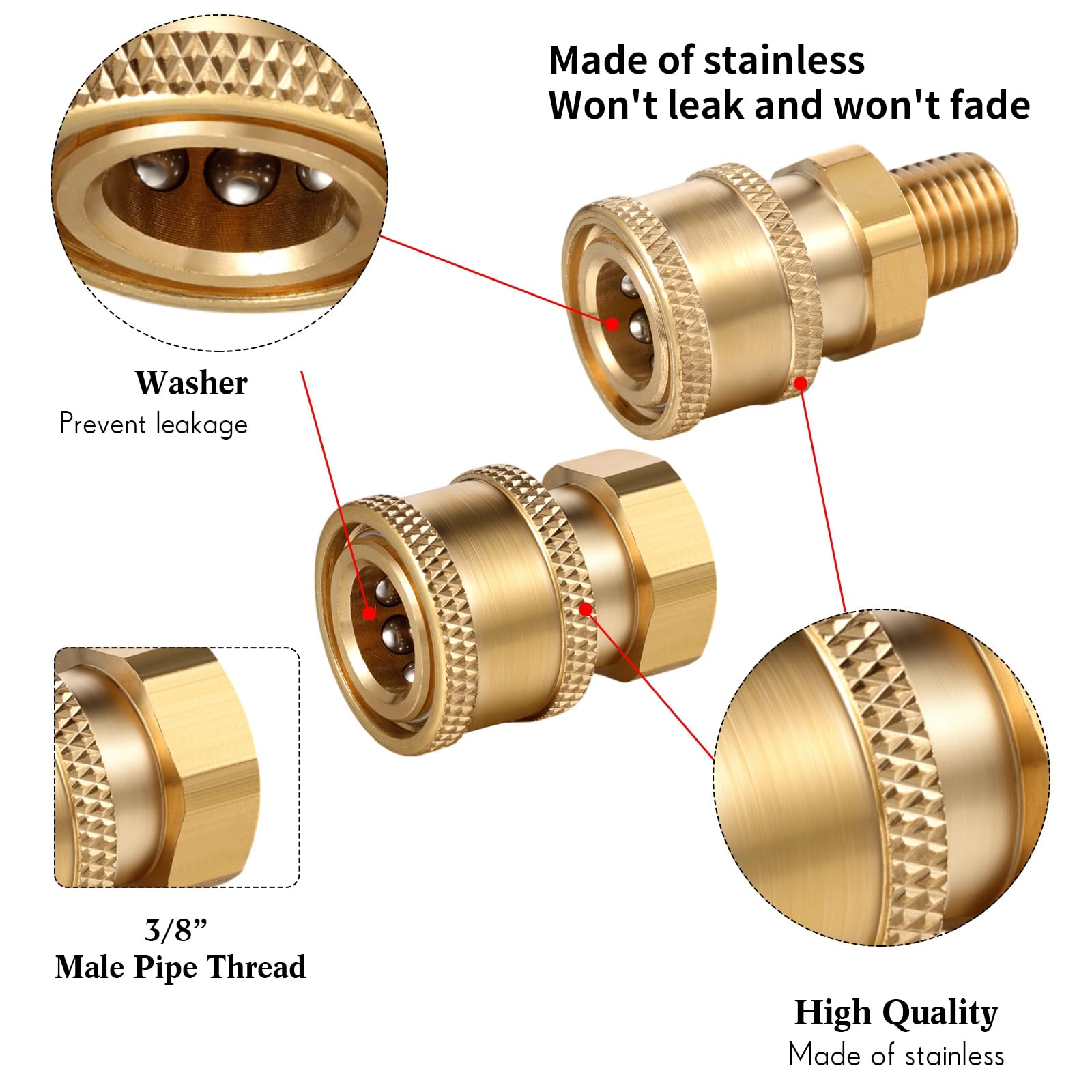 Shimeyao copper-female one-quarter-inch adapter for reliable pressure washer connections.