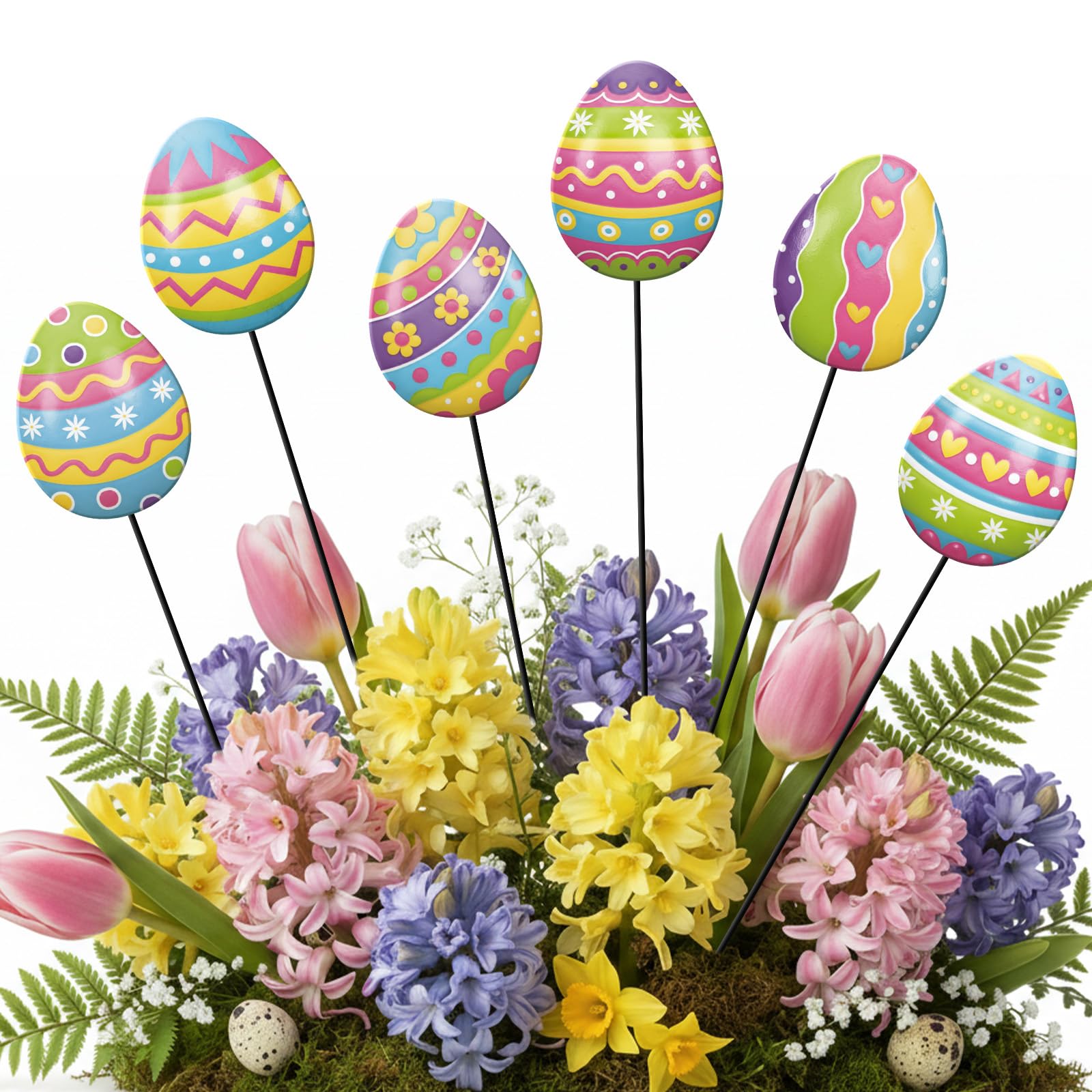 Shimeyao Easter garden stake with colorful eggs enhances spring curb appeal in the garden