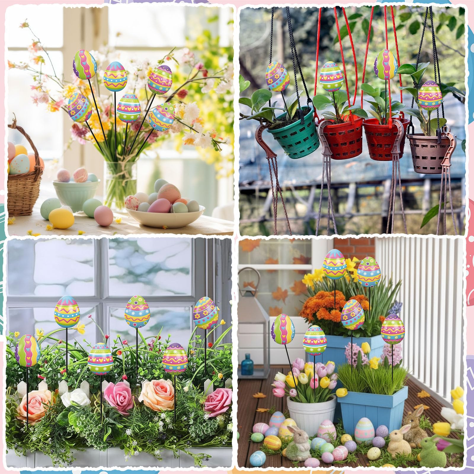 Shimeyao multi color egg yard stakes brighten any yard or railing