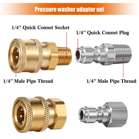 Shimeyao gold-finish one-quarter-inch quick-connect adapters for durable, high-visibility fittings.