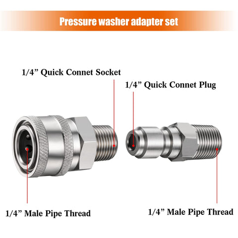 Shimeyao stainless steel quick-connect adapters in bright silver for durability.