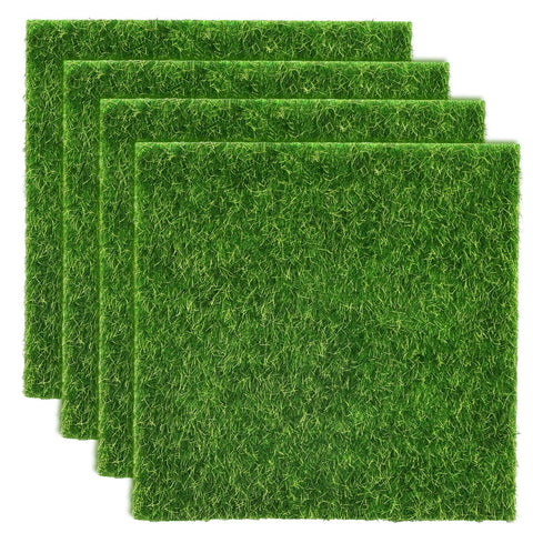 Shindel 4-pack dollhouse grass 6x6 for easy mini lawn setups and realistic dioramas.