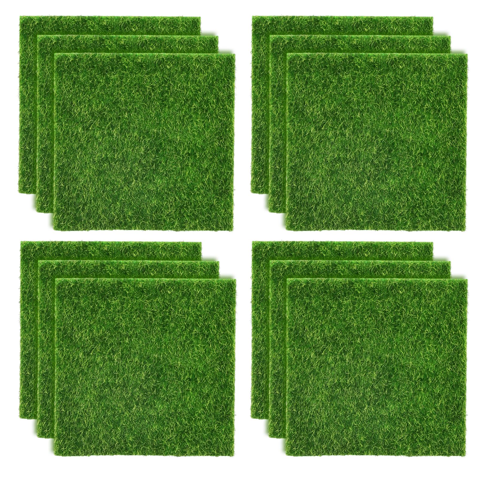 Shindel 12-pack artificial grass tiles for dollhouses add realistic greenery for crafts.