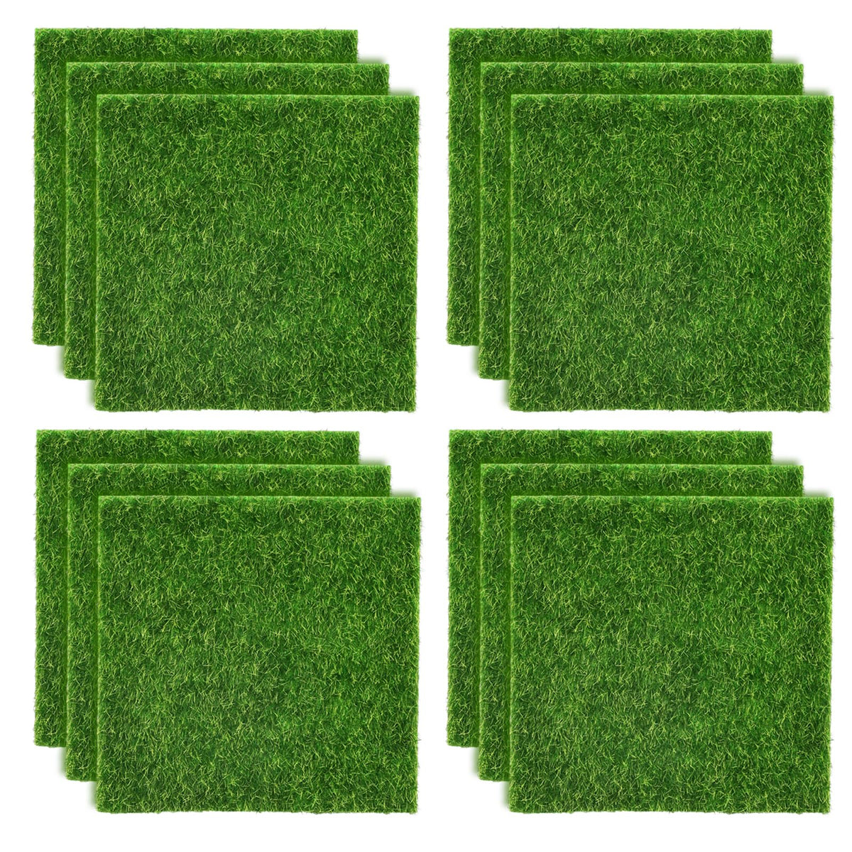 Shindel 12-pack artificial grass tiles for dollhouses add realistic greenery for crafts.