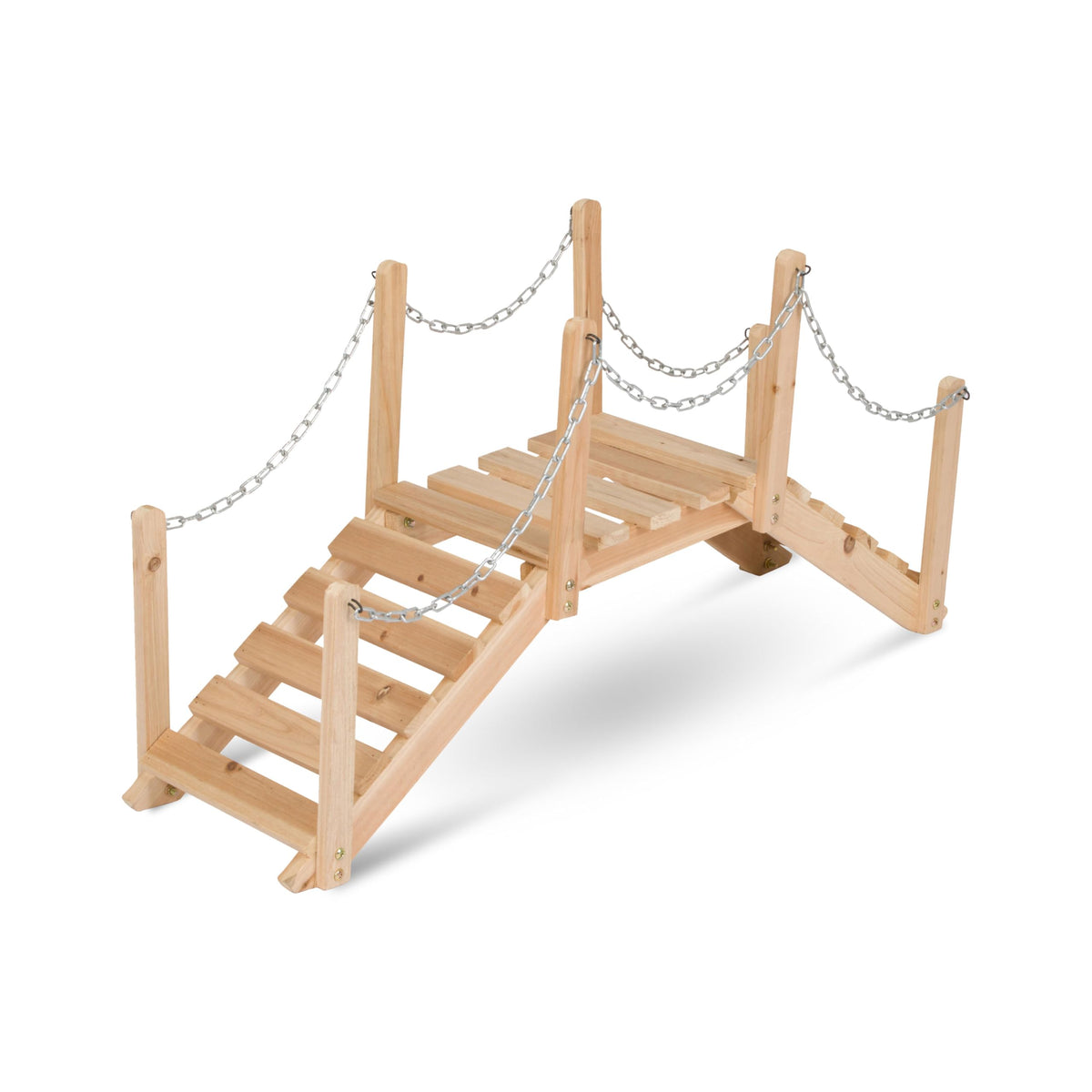 Shine Company 4963N cedar garden bridge in natural finish enhances pathways