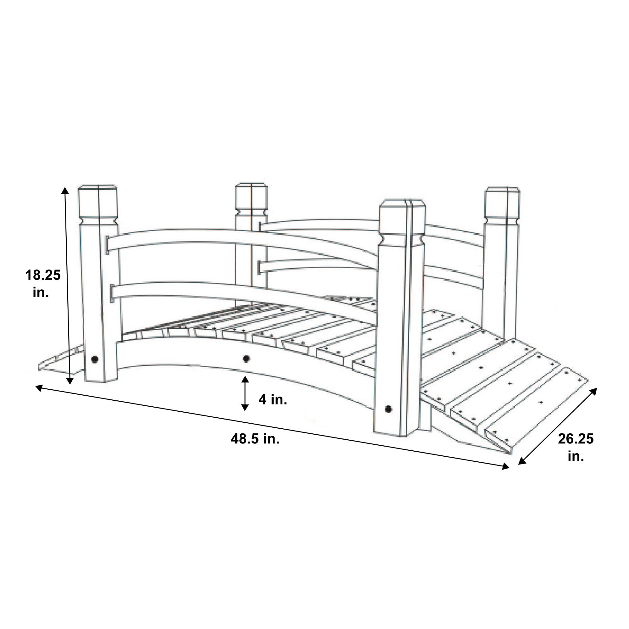 Shine Company 4 ft cedar garden bridge outdoors providing durable crossing.