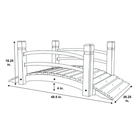 Shine Company 4 ft cedar garden bridge outdoors providing durable crossing.