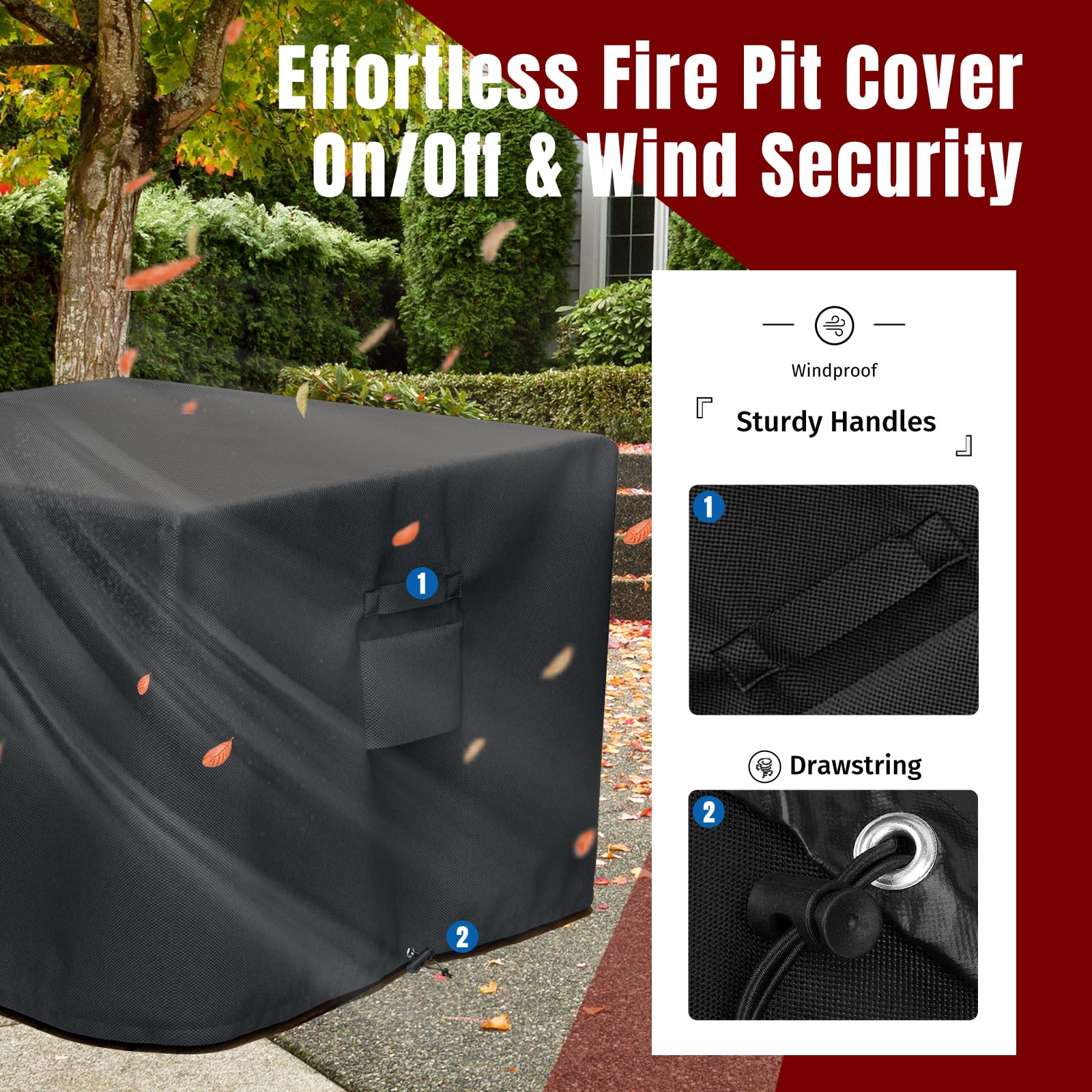 SHINESTAR snug fit for 28-32 inch fire pits ensures stable protection.