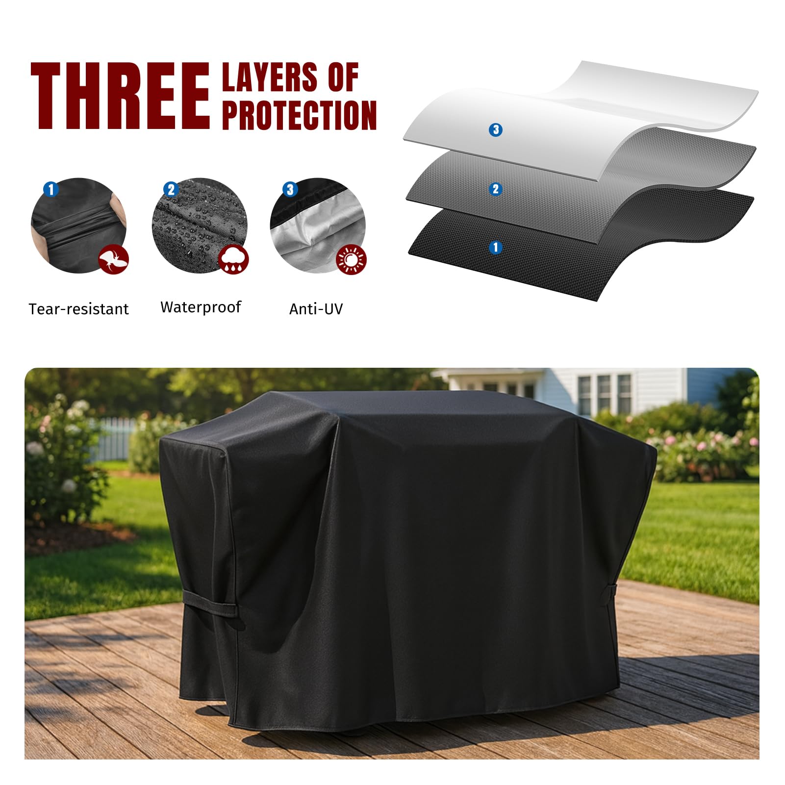 SHINESTAR outdoor BBQ cover protects against rain and sun damage.