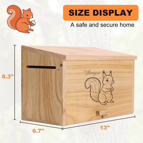 Shinegro Pine Wood Squirrel House interior-baffle helps deter predators.