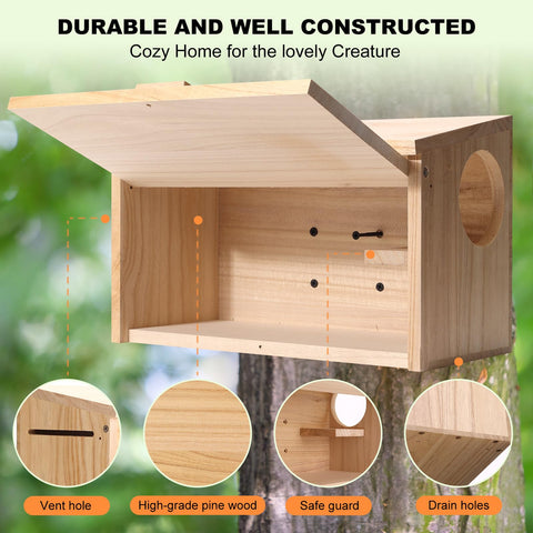 Shinegro Pine Wood Squirrel House roof detail highlights drainage and airflow.