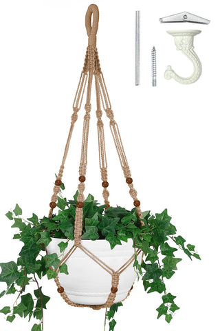 Shineloha 43-inch macrame planter hanger with sturdy cotton cord for heavy pots