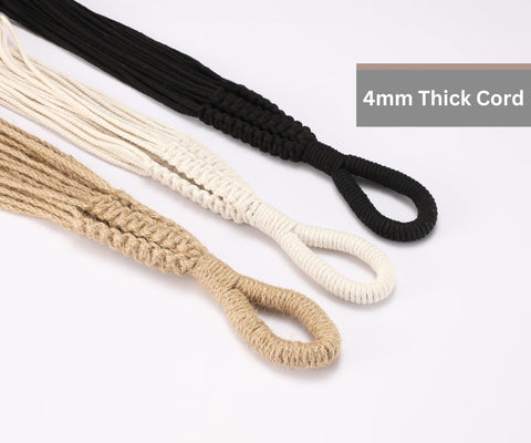 Shineloha 55-inch macrame hanger creates dramatic vertical greenery accents.