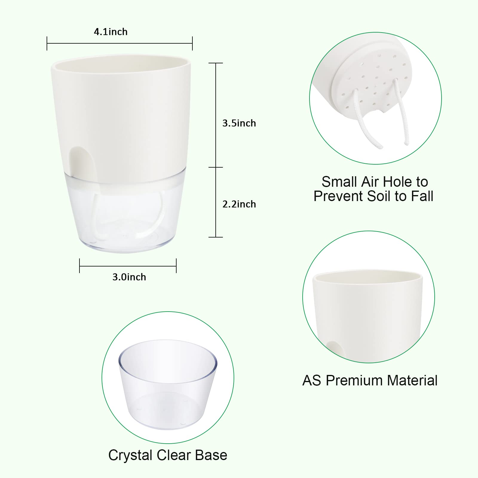 White-top ShineMe pots in thick AS plastic resist sun fade and stay bright.