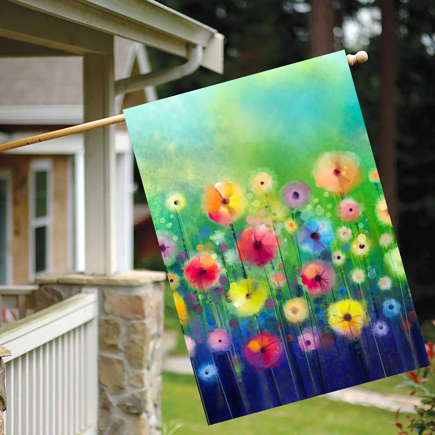 ShineSnow 28x40 polyester flag closeup highlights durable fabric and vivid colors