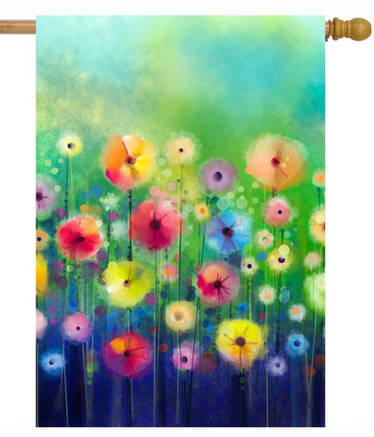 ShineSnow flag front shows watercolor green floral art for vibrant outdoor decor