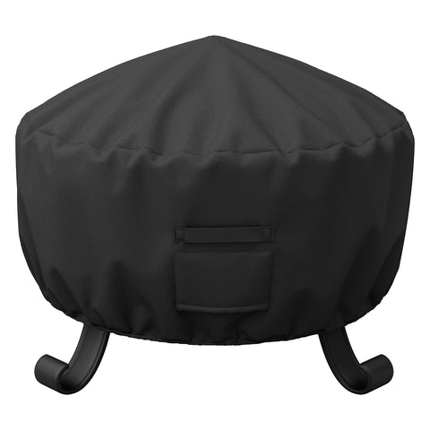 SHINESTAR 36-inch round fire pit cover with drawstring secures wind and rain.