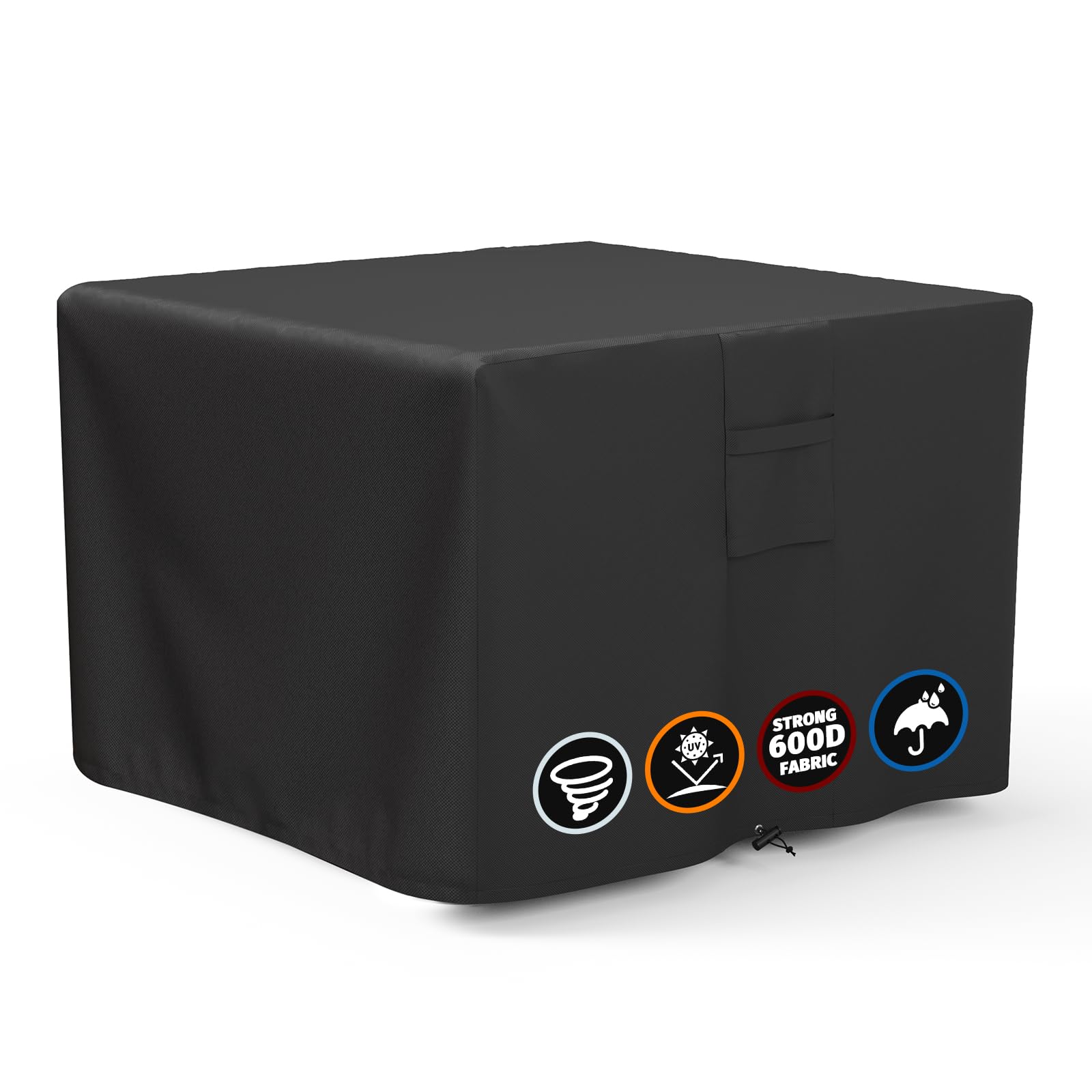 SHINESTAR square fire pit cover provides snug fit for 28-30 inch pits protecting from rain.