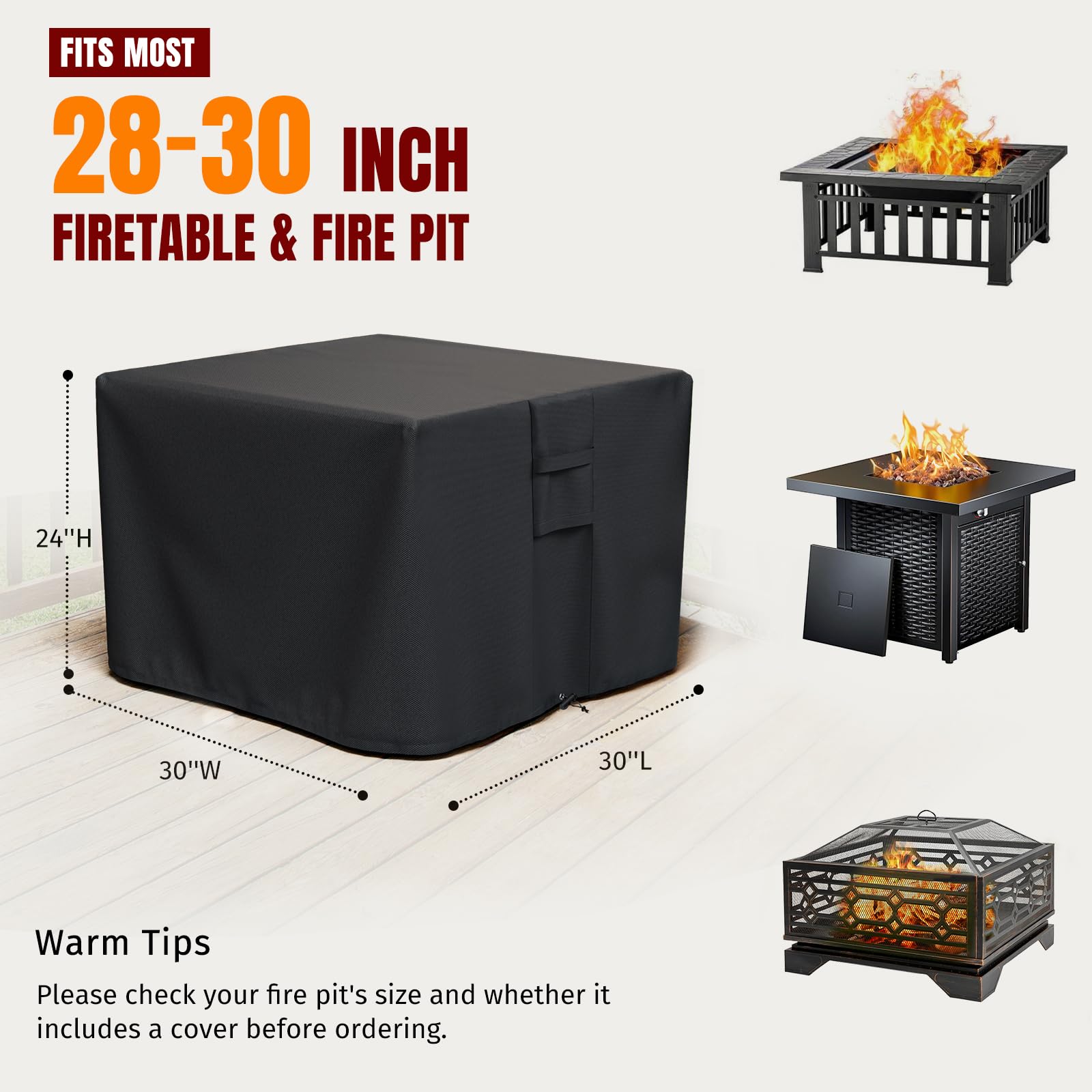 SHINESTAR square fire pit cover features side vents to reduce moisture buildup.