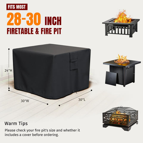 SHINESTAR square fire pit cover features side vents to reduce moisture buildup.