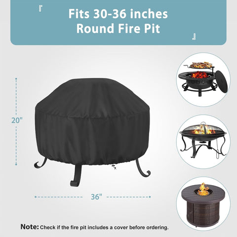 SHINESTAR fire pit cover with waterproof coating protects against rain and snow for outdoor use