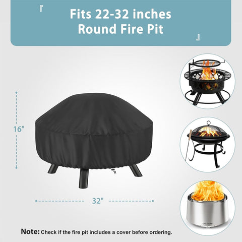 SHINESTAR windproof drawstring cover keeps round fire pit snug in wind