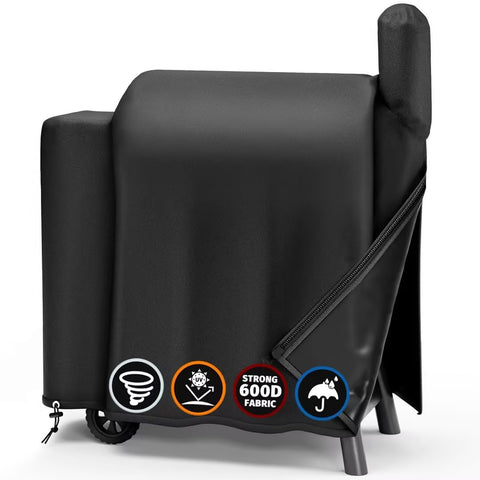 SHINESTAR grill cover on Traeger Pro 575/22 showing a snug weatherproof fit